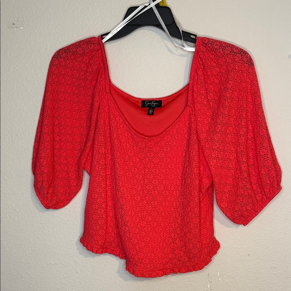 Jessica Simpson Vibrant coral/Red Blouse nwot, size large